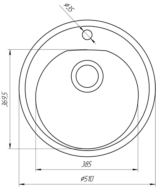 Гранитная мойка Globus Lux MARTIN черный 510мм-А0002 Фото - 3