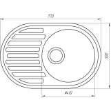 Гранітна мийка Globus Lux OHARA мигдаль 770х500мм-А0008 Фото - 3