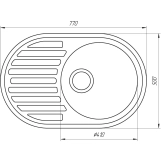 Гранітна мийка Globus Lux OHARA чорний 770х500мм-А0002 Фото - 3