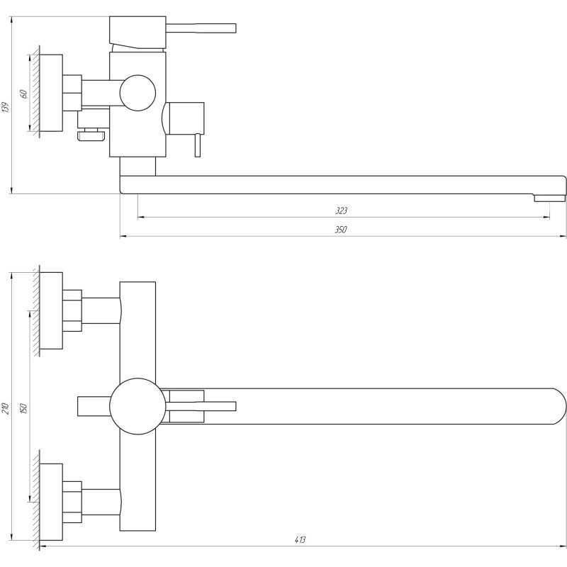Змішувач для ванни Globus Lux ALPEN SBT1-208-BB Фото - 1