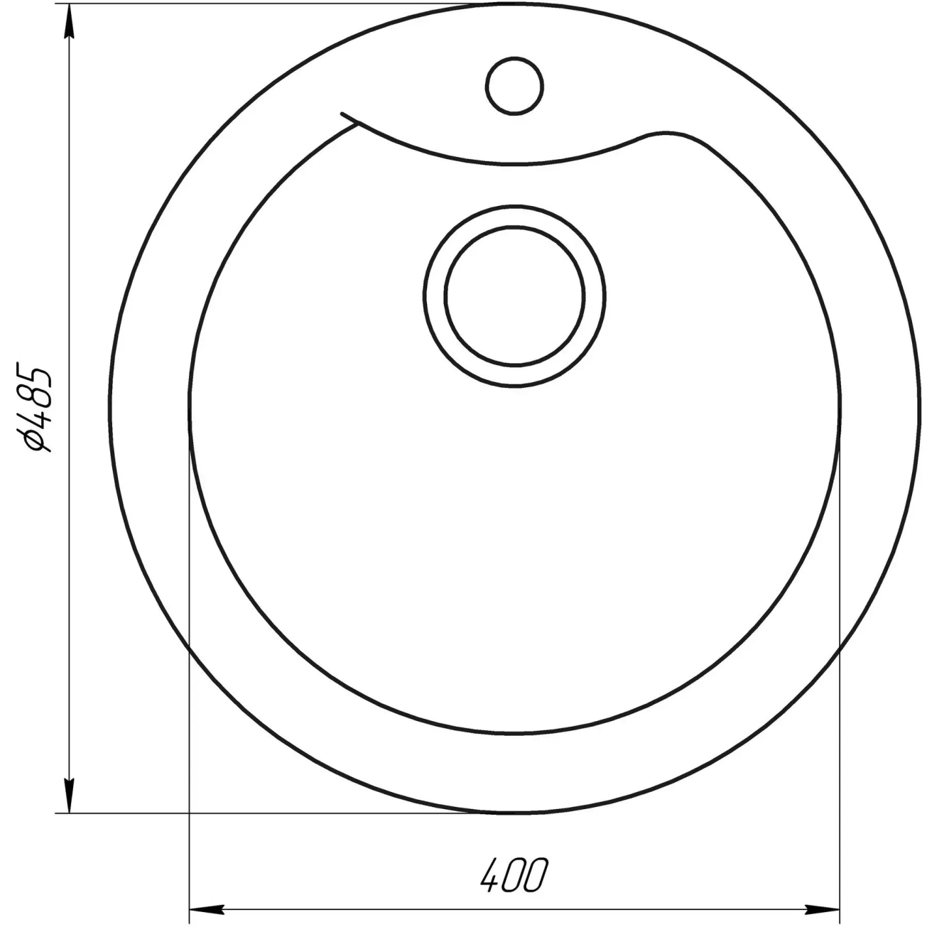 Гранитная мойка Globus Lux ORTA графит 485мм-А0001 Фото - 4
