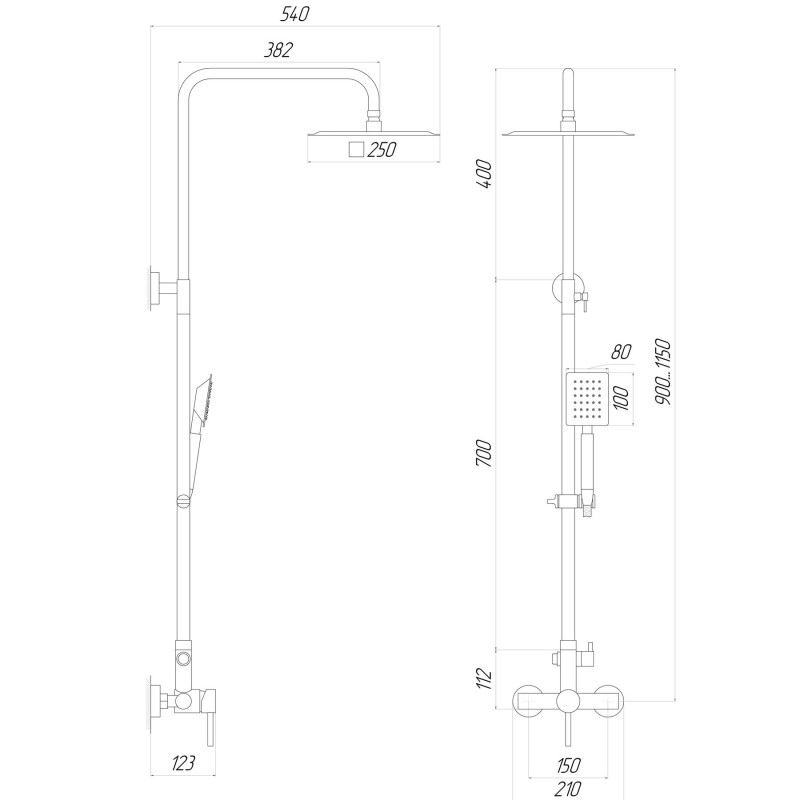 Душевая система Globus Lux ALPEN SBT1-SQ-05-304 Фото - 1