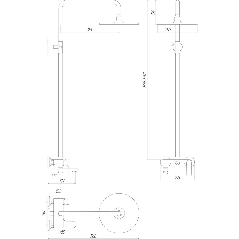Душевая система Globus Lux GLA-0002N-10-BB Фото - 1