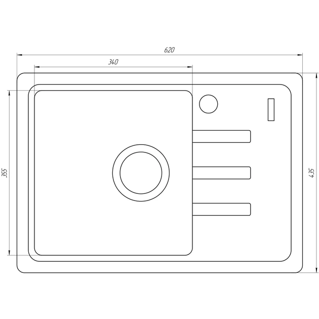 Гранітна мийка Globus Lux MONO графіт 620х435мм-А0001 Фото - 5