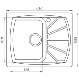 Гранитная мойка Globus Lux TANA миндаль 610х500мм-А0008 Фото - 5