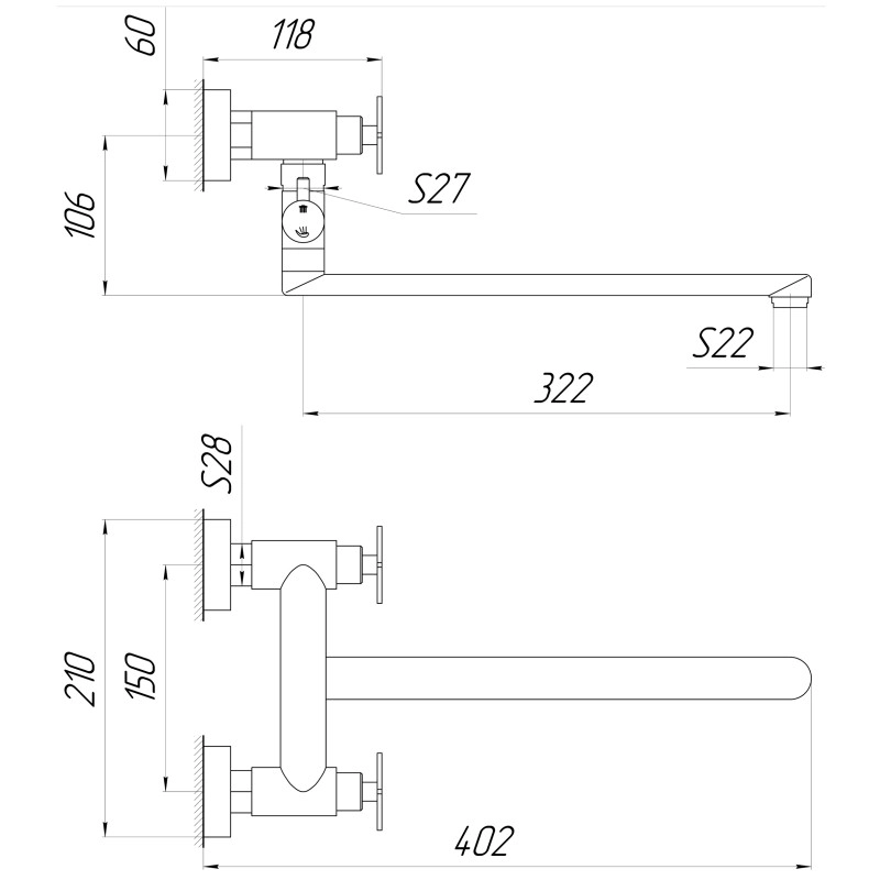 Смеситель для ванны Globus Lux DUKAT-8 SD8-108 Фото - 1
