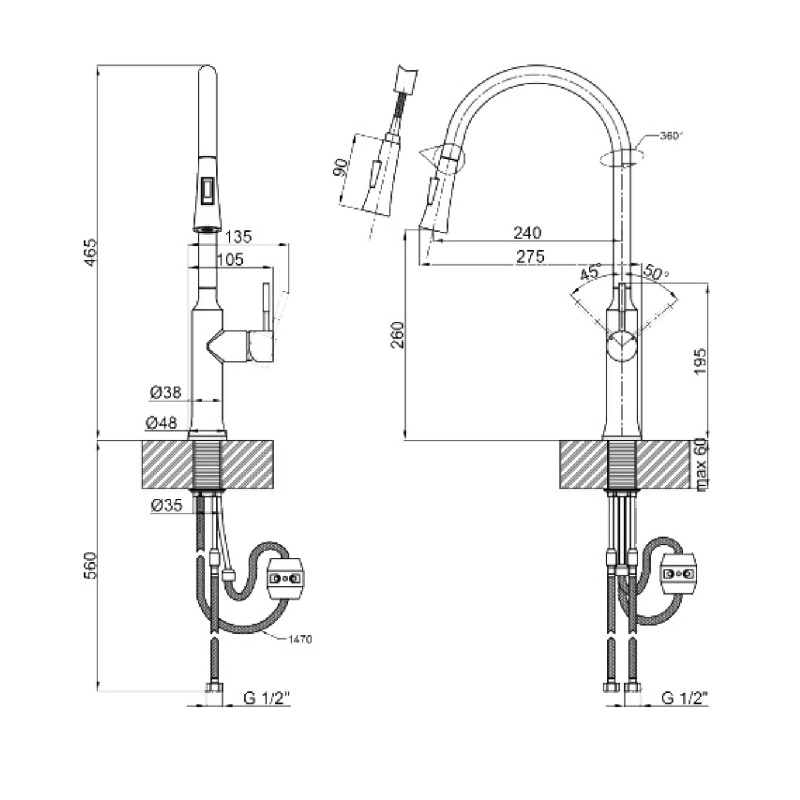 Змішувач для кухні Globus Lux ALPEN SBT1-2033-GP Фото - 1