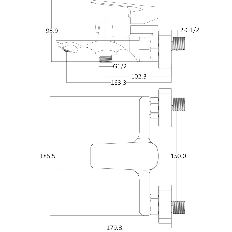 Змішувач для ванної Globus Lux BONN GLB-0102N Фото - 1