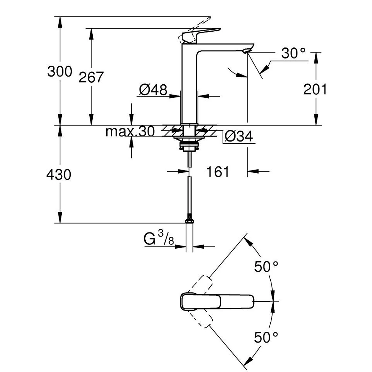 Змішувач для умивальника Grohe Cubeo, одноважільний, XL-SiZE, хром (1017290000) Фото - 3
