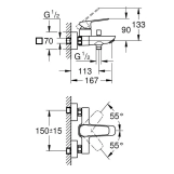 Смеситель для ванны Grohe Cubeo однорычажный, хром (1018130000) Фото - 3