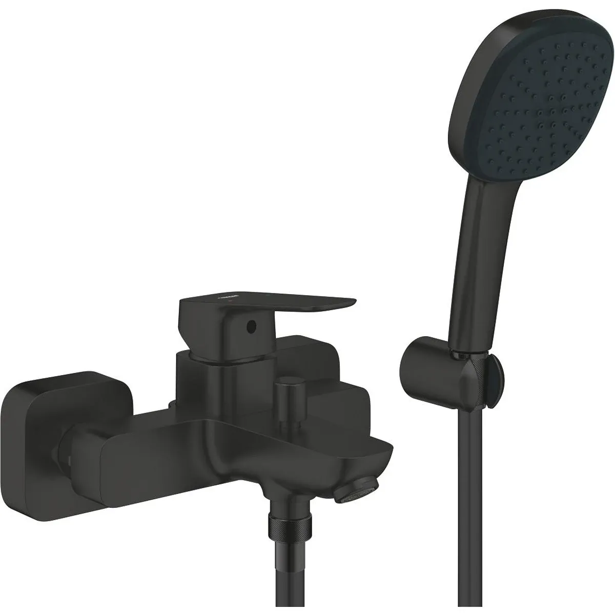 Смеситель для ванны Grohe Cubeo, однорычажный, с душевым гарнитуром, черный матовый (1018142430)