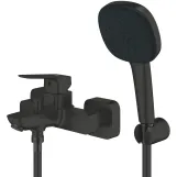 Смеситель для ванны Grohe Cubeo, однорычажный, с душевым гарнитуром, черный матовый (1018142430) Фото - 1