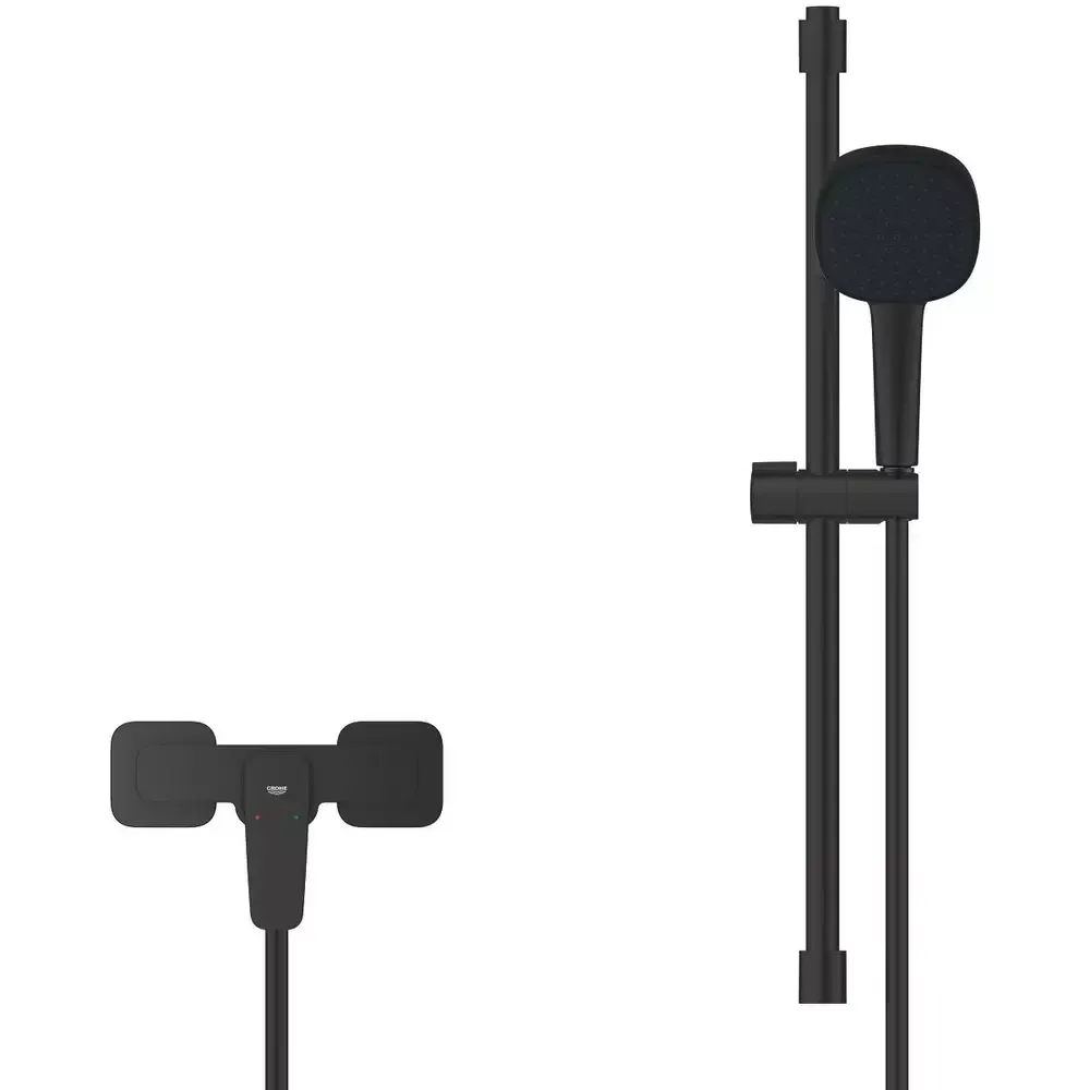 Смеситель для душа Grohe Cubeo однорычажный, с душевым гарнитуром, черный матовый (1018252430) Фото - 1