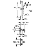 Смеситель для душа Grohe Cubeo однорычажный, с душевым гарнитуром, черный матовый (1018252430) Фото - 3