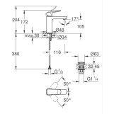Змішувач для раковини Grohe QuickFix Dice M-Size 1018332430 з донним клапаном Фото - 13