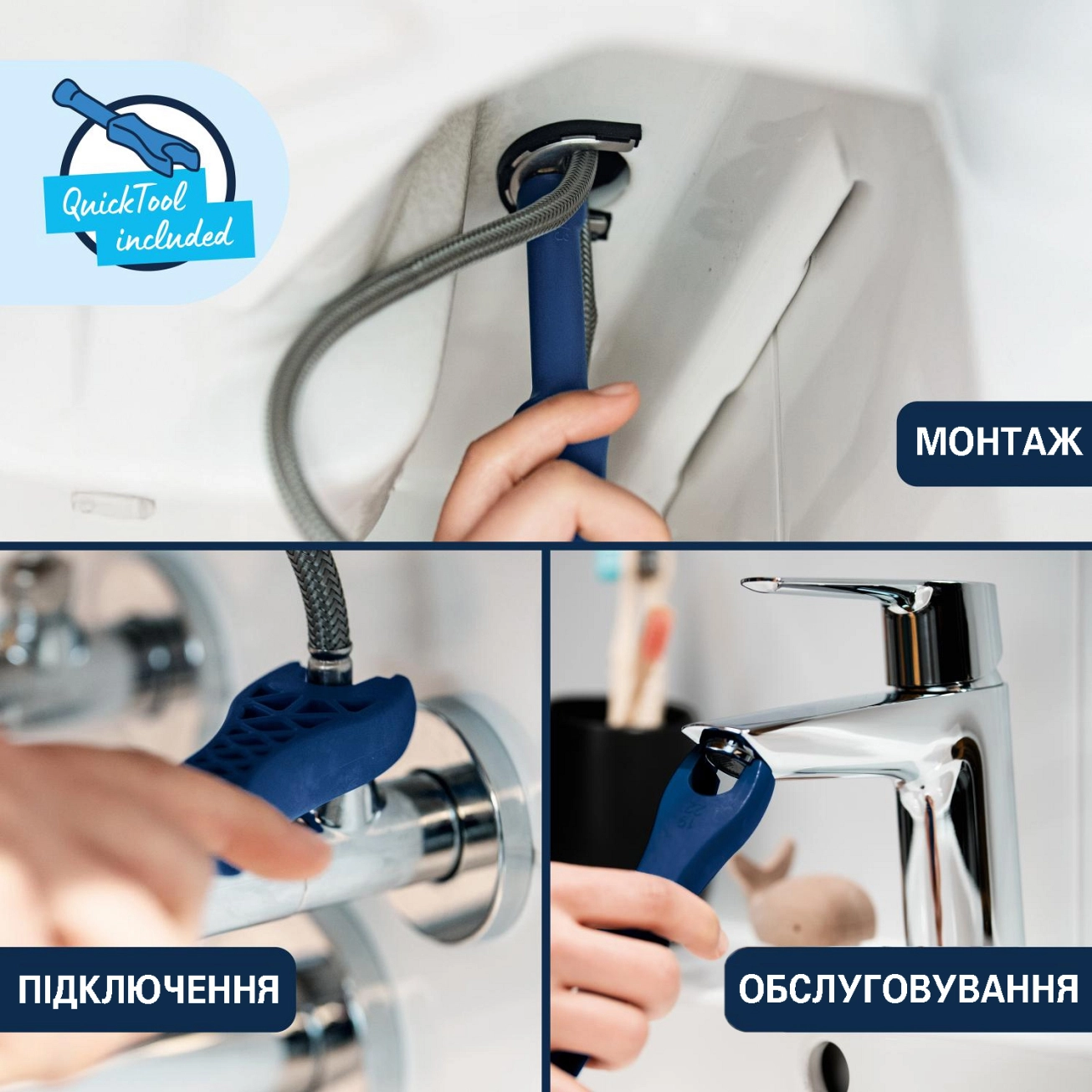 Змішувач для раковини Grohe QuickFix Dice ES M-Size 1018360000 з донним клапаном Фото - 4
