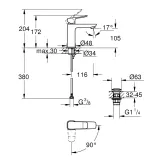 Смеситель для раковины Grohe QuickFix Dice ES M-Size 1018360000 с донным клапаном Фото - 1