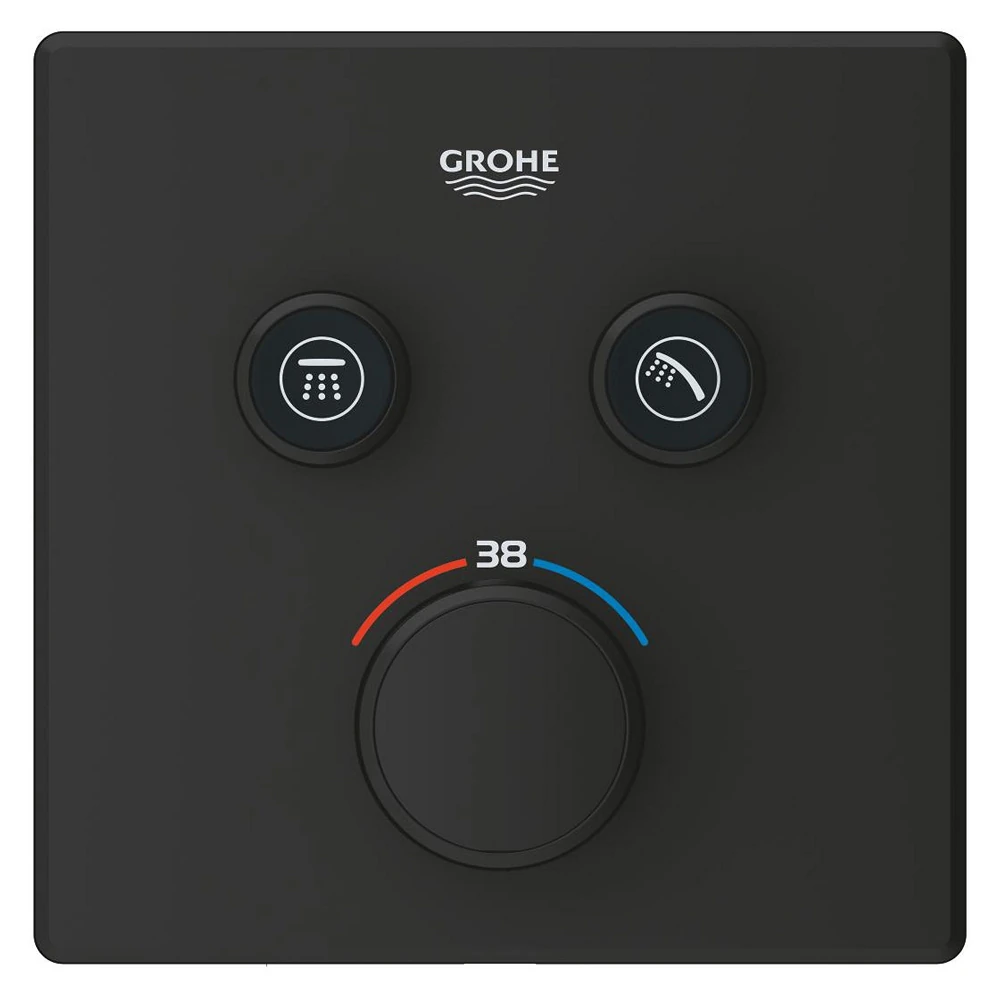 Змішувач прихованого монтажу Grohe Grohtherm SmartControl з термостатом, чорний матовий (102166KF00) Фото - 3
