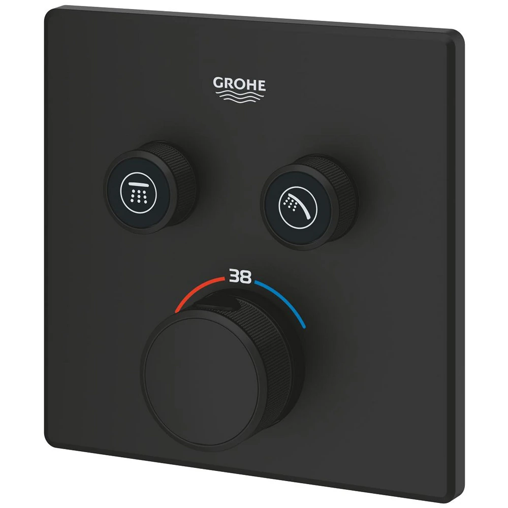Змішувач прихованого монтажу Grohe Grohtherm SmartControl з термостатом, чорний матовий (102166KF00) Фото - 4