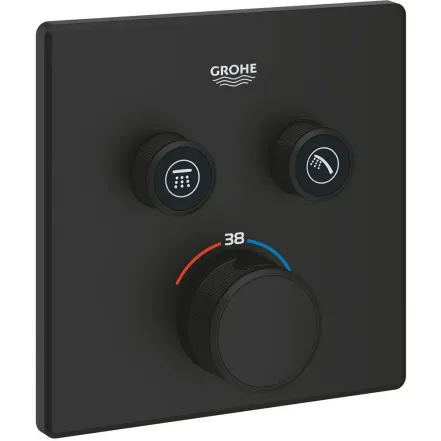 Смеситель скрытого монтажа Grohe Grohtherm SmartControl с термостатом, черный матовый (102166KF00)