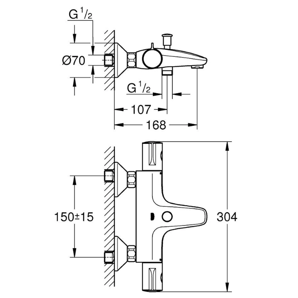 Термостат для ванни Grohe Grohtherm 800 чорний матовий (1022032430) Фото - 5