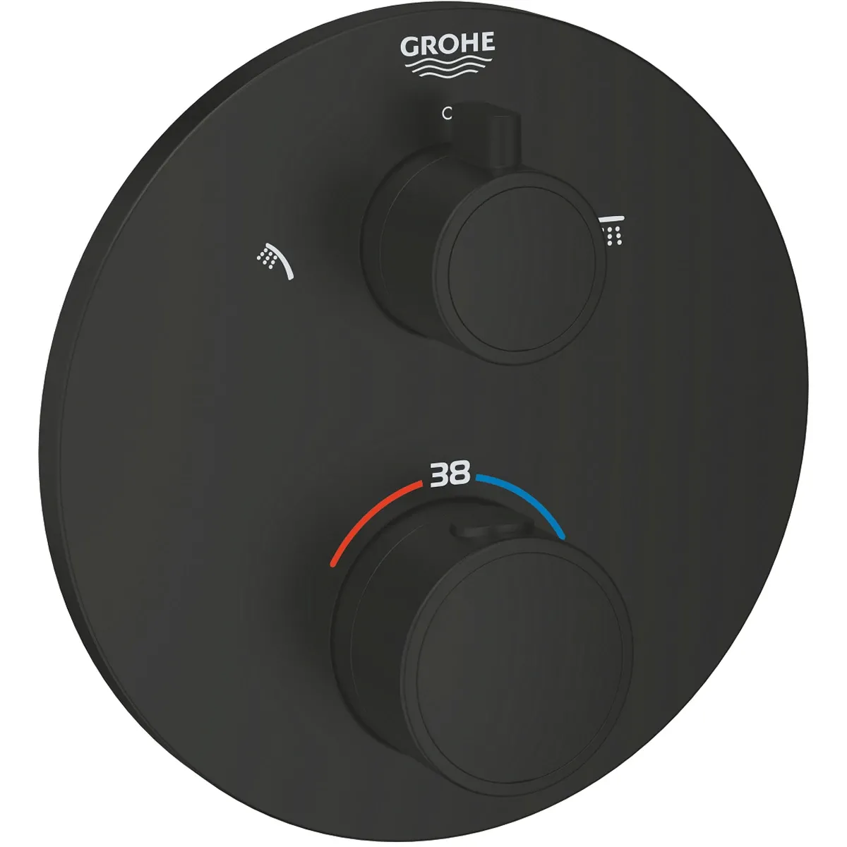 Термостатический смеситель скрытого монтажа для душа Grohe Grohtherm с переключателем на 2 положения ванна/душ, черный матовый (1022082430)