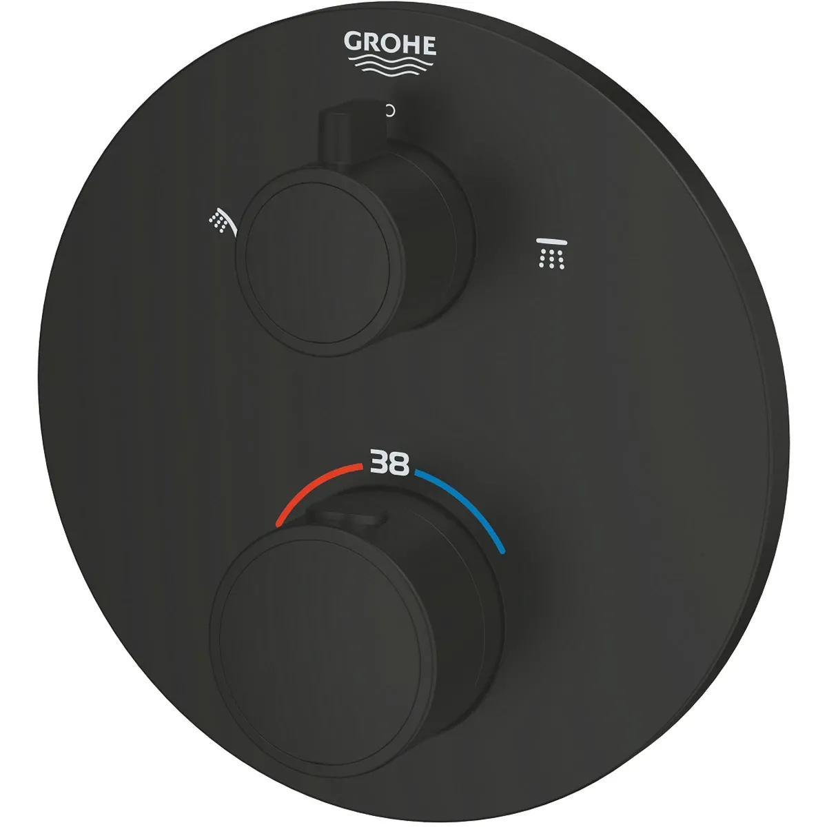 Термостатический смеситель скрытого монтажа для душа Grohe Grohtherm с переключателем на 2 положения ванна/душ, черный матовый (1022082430) Фото - 3