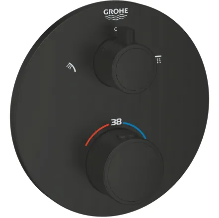 Термостатический смеситель скрытого монтажа для душа Grohe Grohtherm с переключателем на 2 положения ванна/душ, черный матовый (1022082430)