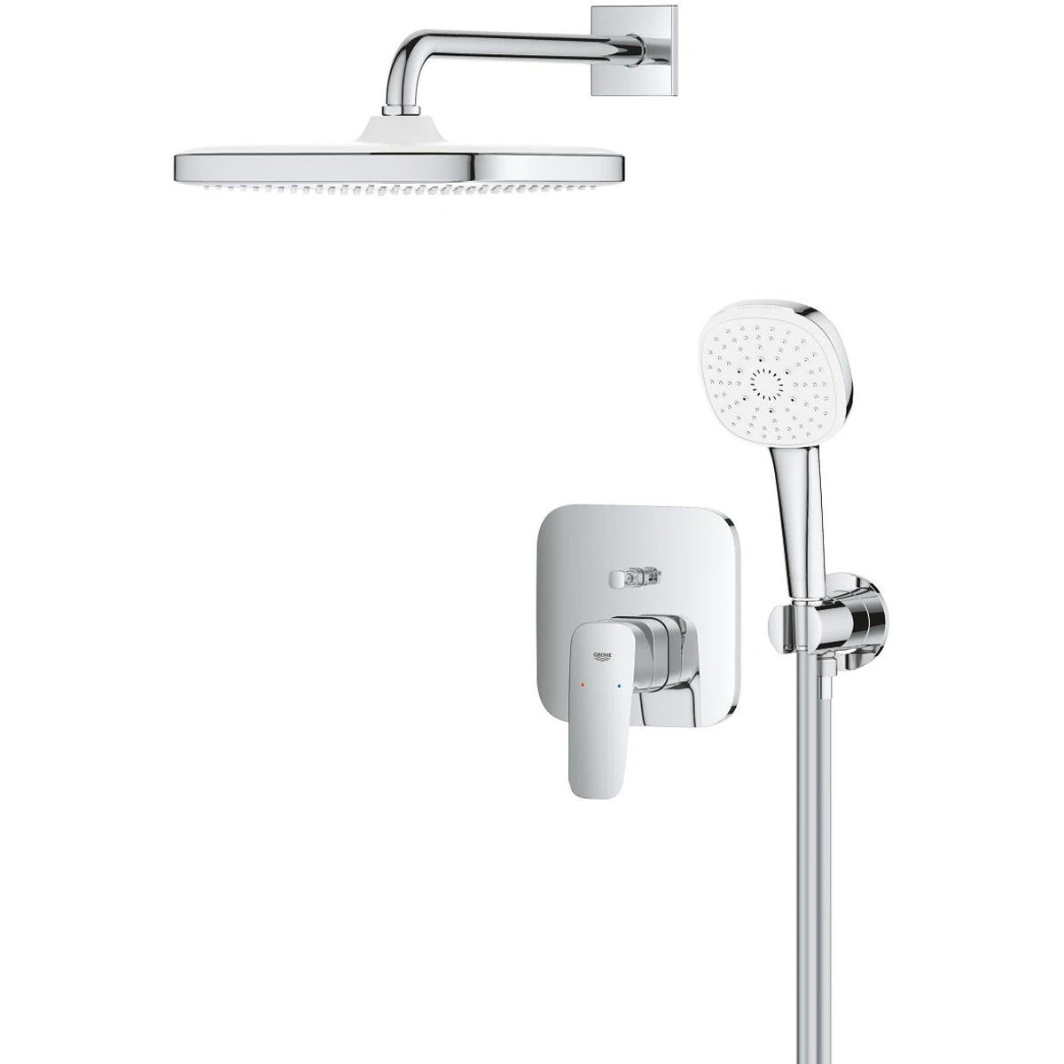 Набор для душа Grohe CUBEO (верхний душ, смеситель на ванну ПМ, душевой набор), хром (1053360000) Фото - 2