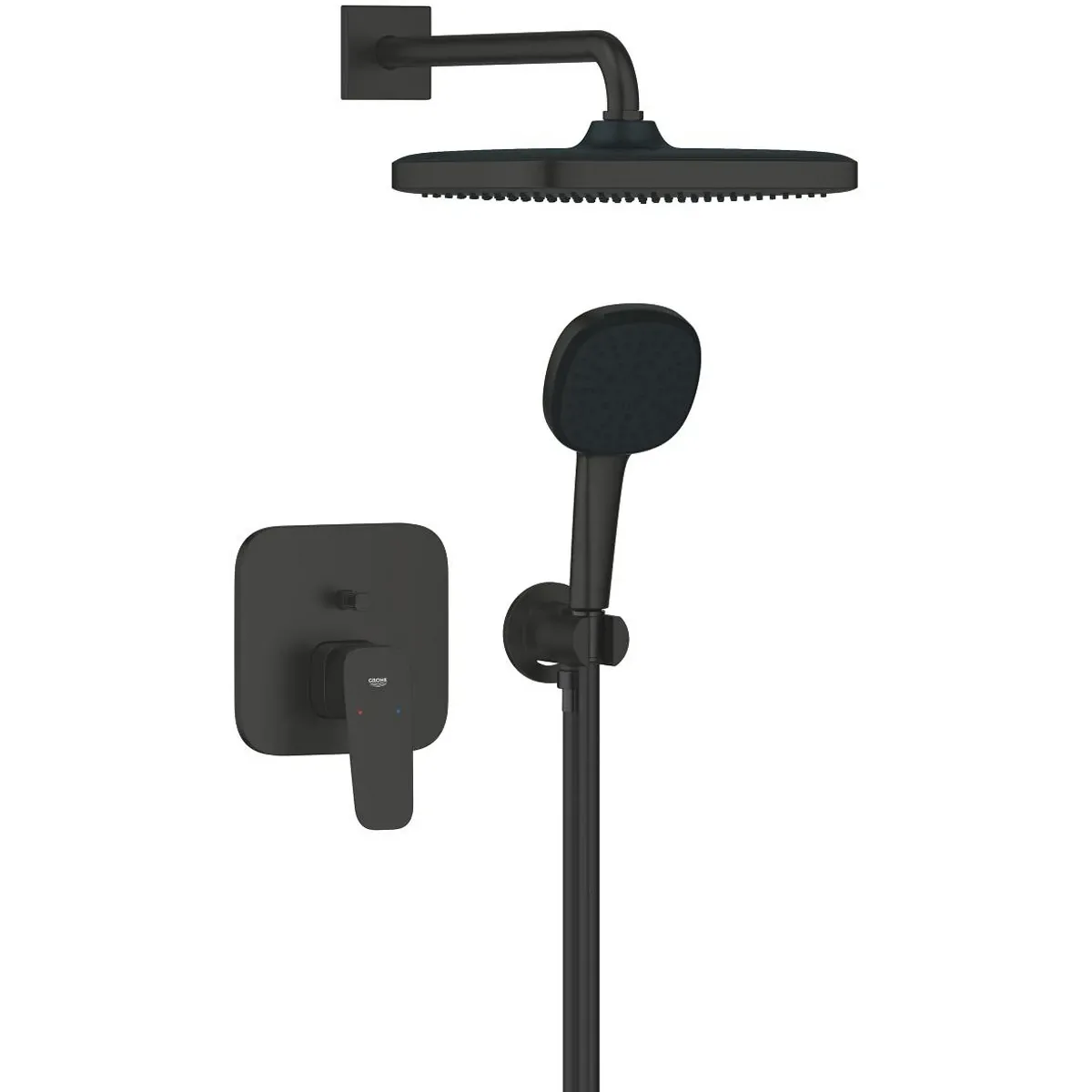Набір для душу Grohe CUBEO (верхній душ, змішувач на ванну ПМ, душовий набір),  чорний матовий (1053362430) Фото - 1