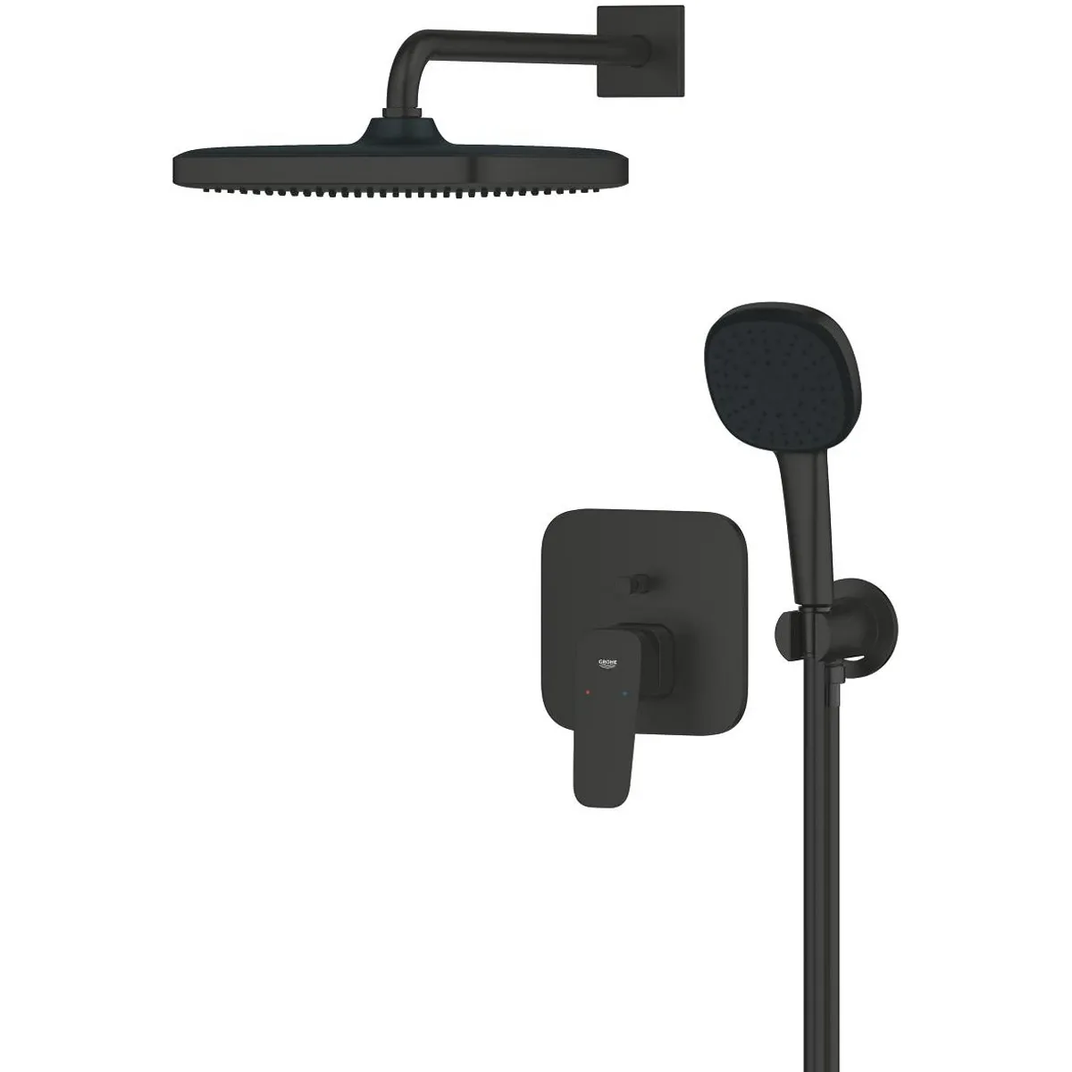 Набір для душу Grohe CUBEO (верхній душ, змішувач на ванну ПМ, душовий набір),  чорний матовий (1053362430) Фото - 2