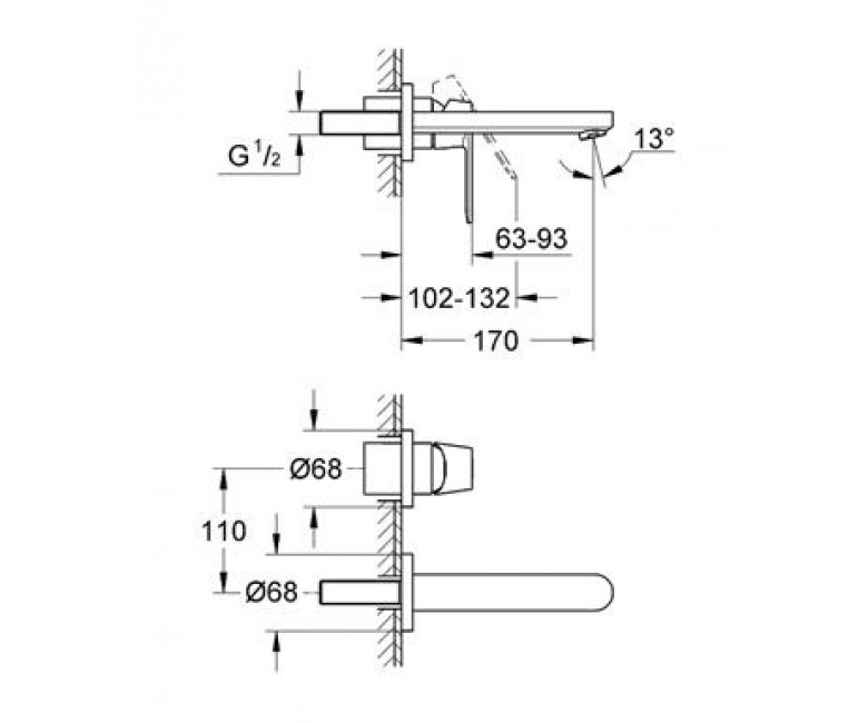 Змішувач для раковини на два отвори Grohe Eurosmart Cosmopolitan S-size (19381000) Фото - 1