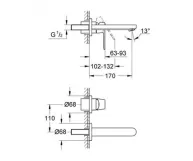 Смеситель для раковины на два отверстия Grohe Eurosmart Cosmopolitan S-size (19381000) Фото - 1