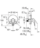 Змішувач для душа прихованого монтажу (зовнішня частина) Grohe EUROSTYLE, хром (19507003) Фото - 1