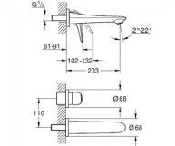Смеситель для раковины на два отверстия Grohe Eurostyle M-size (19571003) Фото - 1