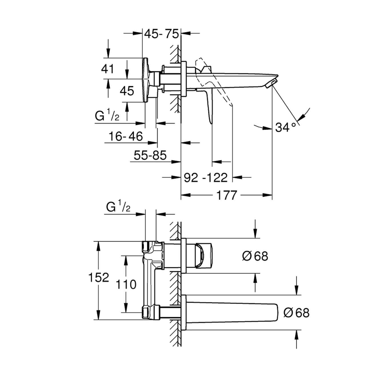 Змішувач прихованого монтажу для раковини Grohe BauLoop New 20289001 Фото - 1