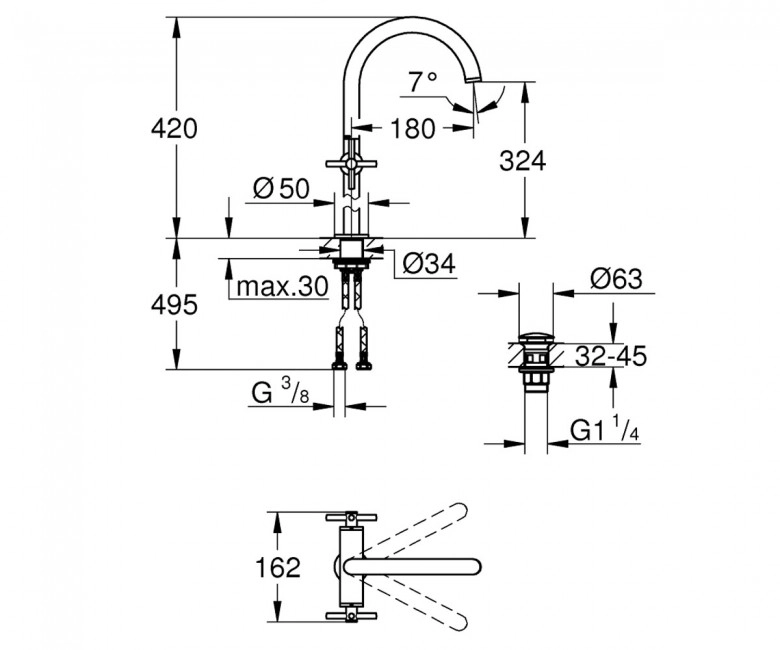 Змішувач для раковини Grohe Atrio XL-Size (21044003) Фото - 1