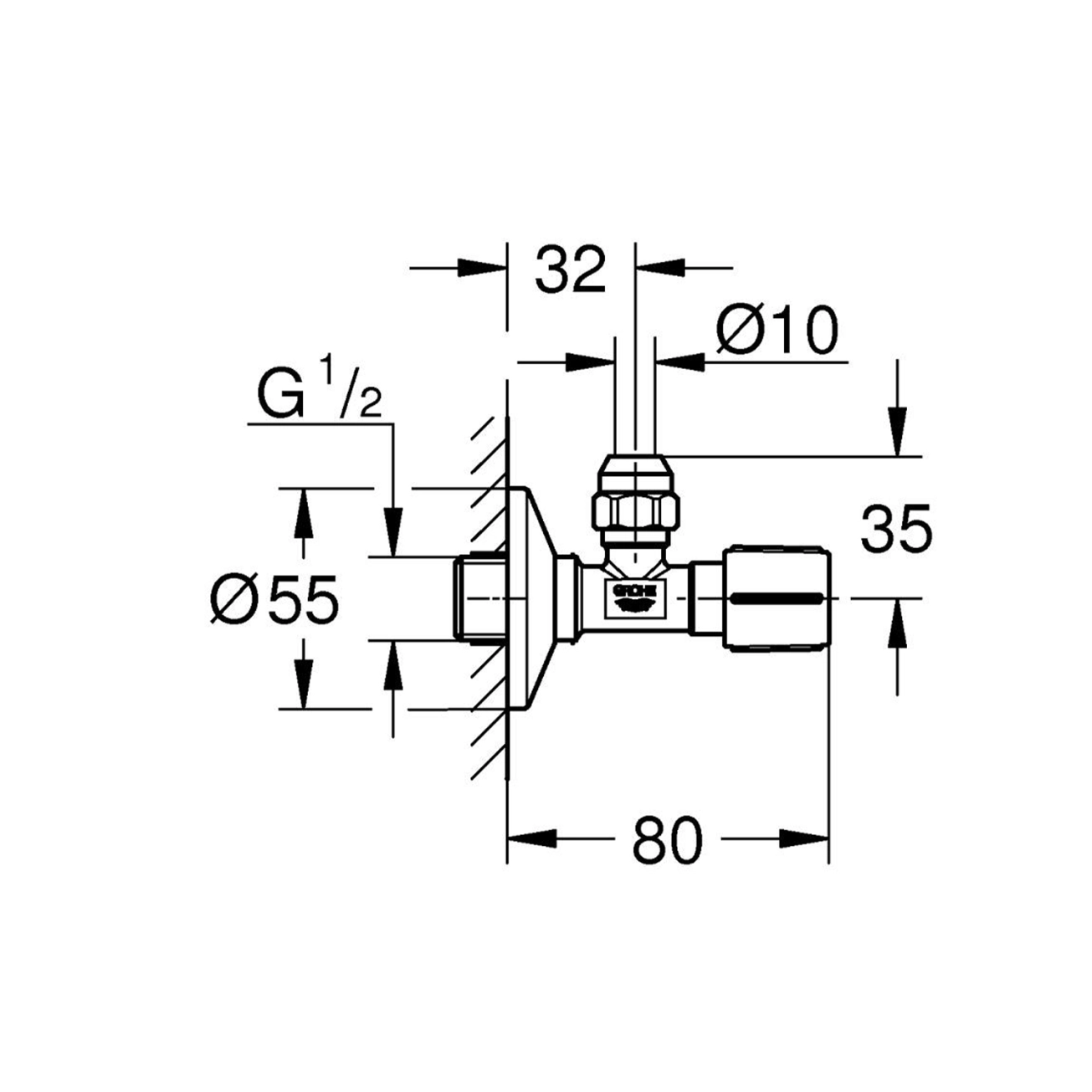 Універсальний кутовий вентиль Grohe QuickFix 220732430 Фото - 1