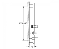 Душова штанга 90см з поличкою Grohe RAINSHOWER SMARTACTIVE, чорний матовий (22125KF0) Фото - 1