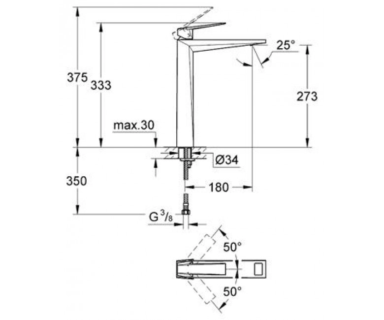 Змішувач для раковини Grohe Allure Brilliant XL-Size (23114000) Фото - 1