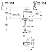Смеситель для умывальника Grohe Eurocube S-Size, без донного клапана, хром (2313200E) Фото - 2