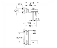 Змішувач для ванни Grohe Eurocube, сталь (23140DC0) Фото - 1