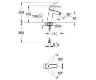 Змішувач для умивальника Grohe Eurosmart New M, чорний матовий (233242433) Фото - 1