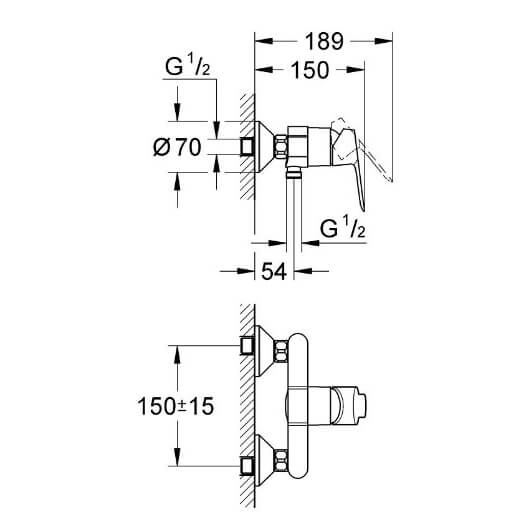 Змішувач для душа Grohe Bauedge, хром (23333000) Фото - 2