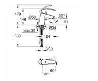 Змішувач для умивальника Grohe Eurosmart New S-SIZE, хром (23372002) Фото - 1