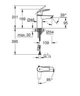 Смеситель для раковины Grohe Eurosmart S-Size, хром (23372003) Фото - 2