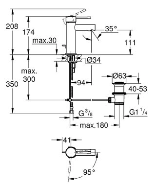 Змішувач для умивальника Grohe Essence S-Size одноважільний, chrome (23379001) Фото - 2