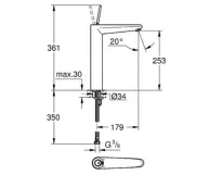 Смеситель однорычажный для раковины Grohe Eurodisc Joy XL-size (23428000) Фото - 1