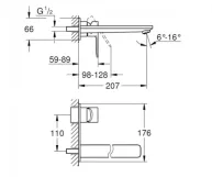 Смеситель для умывальника Grohe Lineare New L-Size, монтаж со стены, наружная часть, графит темный матовый (23444AL1) Фото - 1