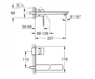 Смеситель для умывальника Grohe Lineare New L-Size, монтаж со стены, наружная часть, сталь (23444DC1) Фото - 1